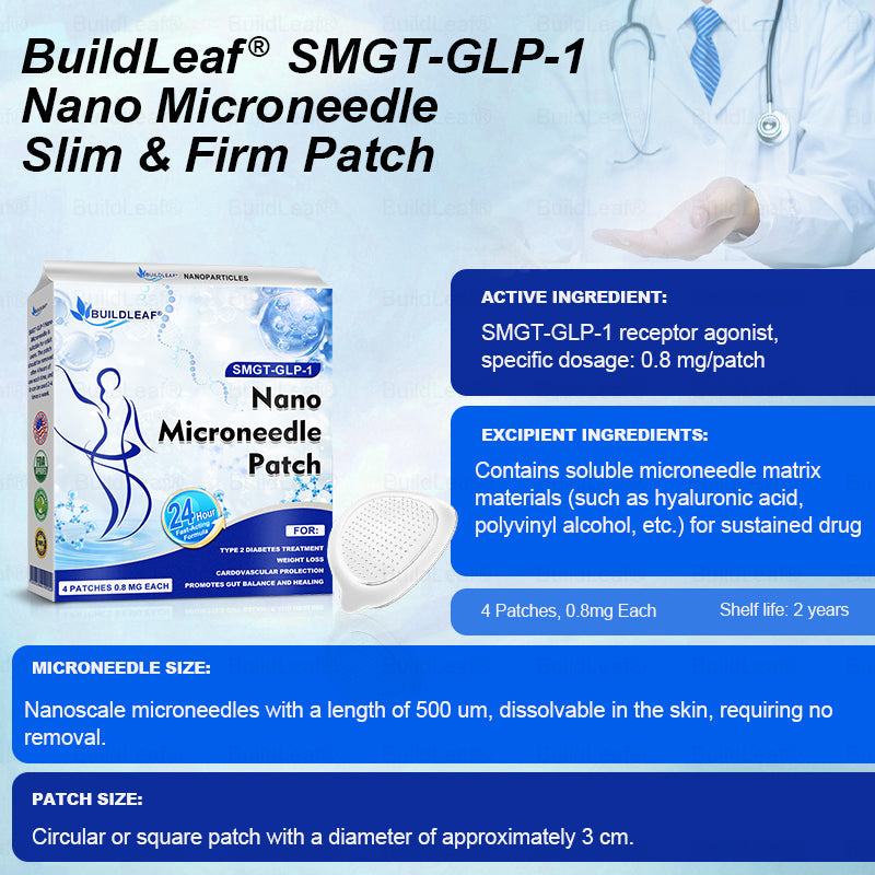 Official Store | BuildLeaf® SMGT-GLP-1 Nano Microneedle Patch with Collagen & Matrixyl 3000 丨Obesity,Cardiovascular Diseas, Diabetes, Sleep Apnea, Joint Problems and More