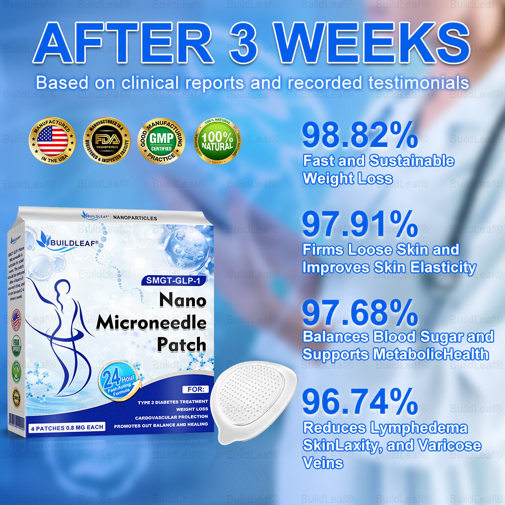 Official Store | BuildLeaf® SMGT-GLP-1 Nano Microneedle Patch with Collagen & Matrixyl 3000 丨Obesity,Cardiovascular Diseas, Diabetes, Sleep Apnea, Joint Problems and More